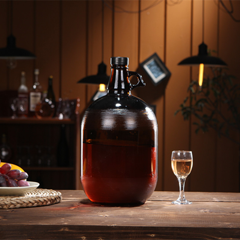 half gallon 64oz amber wine containers california wine jars glass beer growler large capacity liquor bottle with a handle