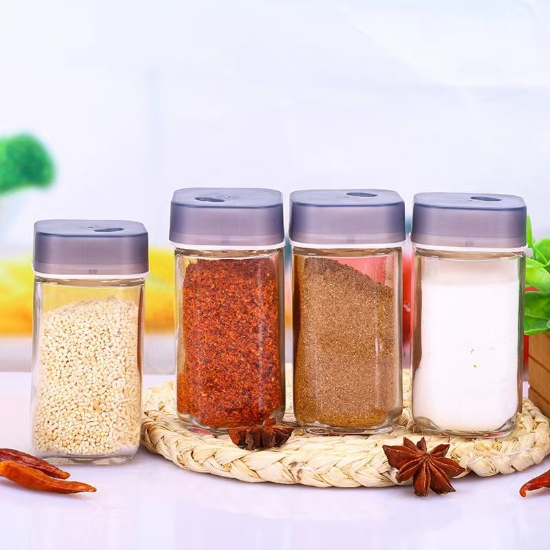 Quantitative salt and sugar control condiment containers Household kitchen press type salt barbecue mason jars