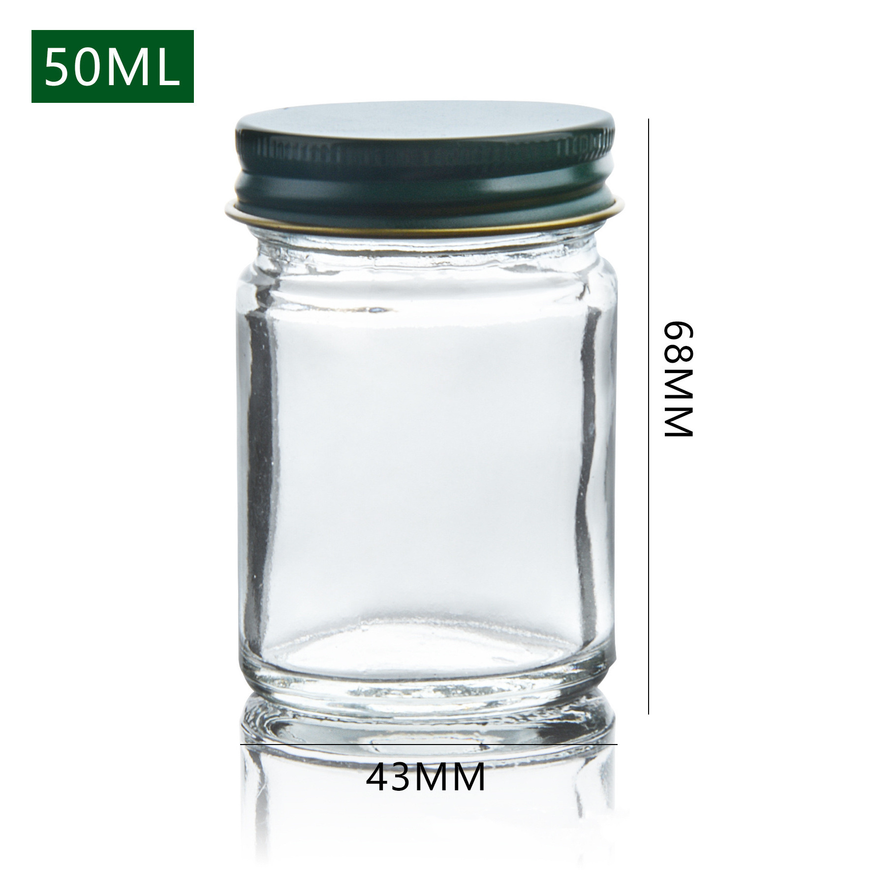 Mini 15ml 50ml glass bottle for summer cool oil bottle essential oil bottle with green aluminum lid