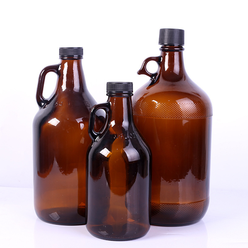 half gallon 64oz amber wine containers california wine jars glass beer growler large capacity liquor bottle with a handle