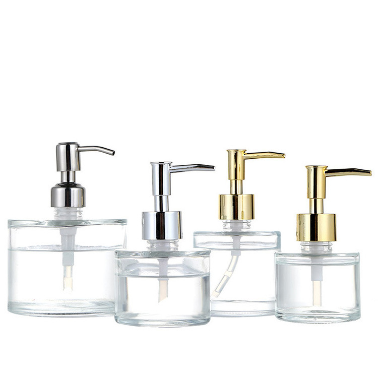 Wholesale cheap clear liquid Clear glass soap dispenser with pump, kitchen dish soap dispenser bathroom soap dispenser