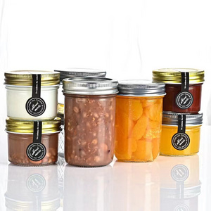 Customized transparent sealed empty fruit canned mason jar pickle jam honey jar