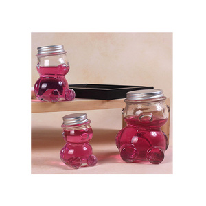 Popular Products Exquisitely Crafted Artistic Honey Teddy Bear Glass Bottle Container