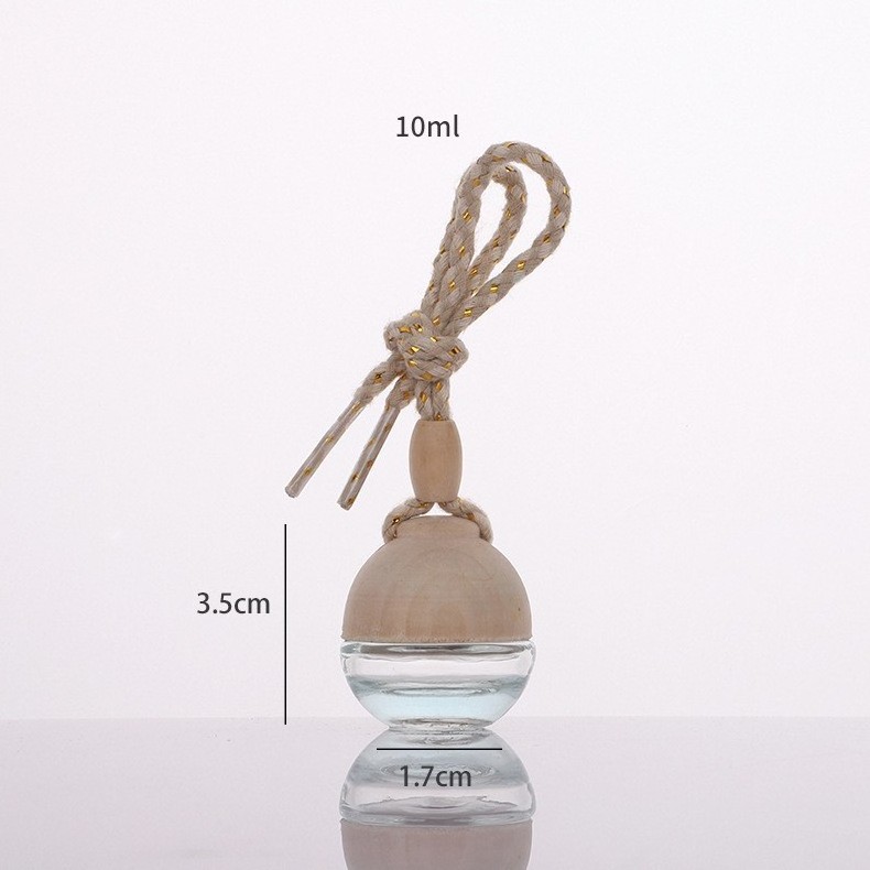 5ml Round Ball Shape Car Diffuser Glass Bottle Wooden Screw Cap Car Perfume Air Frensher Bottle