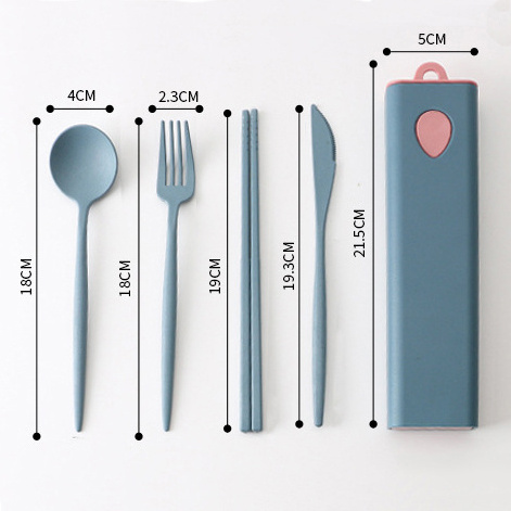 2023 new arrival high quality knife spoon fork chopsticks wheat straw fiber cutlery eco portable travel cutlery set for home