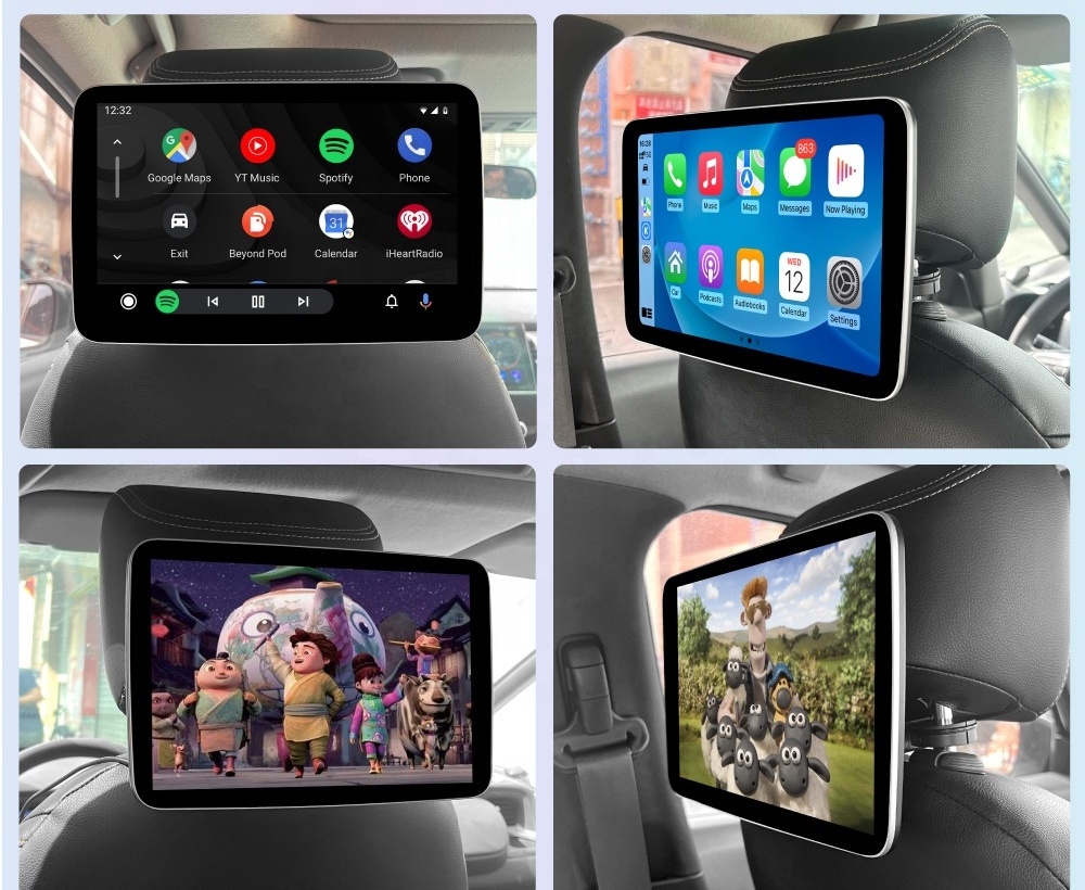 Jmance Hot Sale 10.1 Inch Plug And Play Ambient Light Car Headrest With And Without Pillow Touch Screen Dvd Player