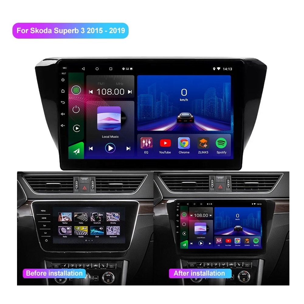 Jmance 10Inch For Skoda Superb 3 2015 - 2019 Frame Fm Rds Radio Dsp 2 Din Android Auto Carplay Audio Car Navigation