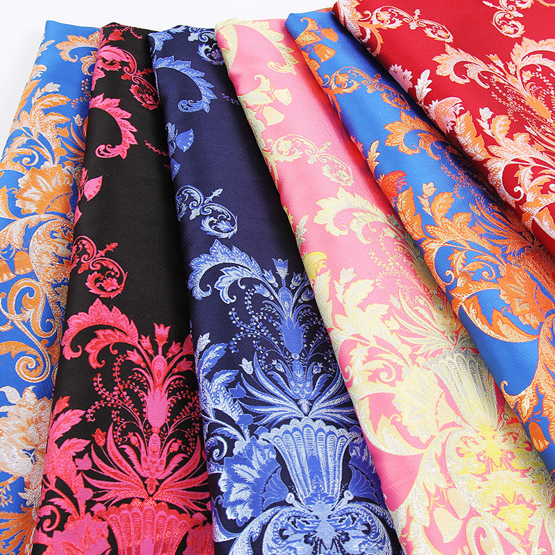 Luxury Red Black 3 D Convex Floral Jacquard Brocade Fabric for Dress Coat Tissue Fabric Cloth