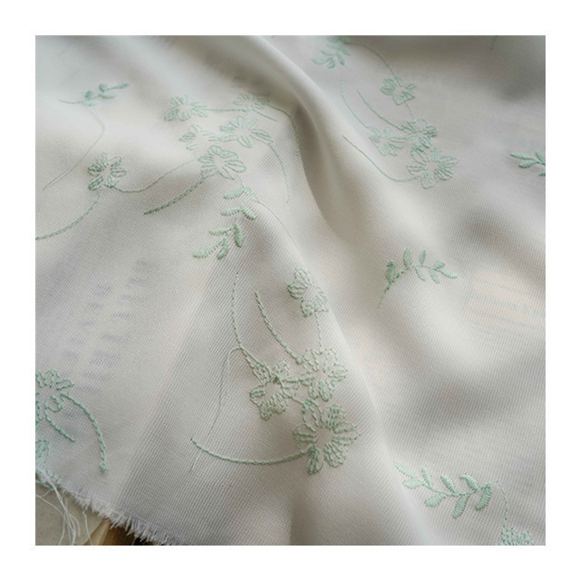 Breathable plant design customized 100% cotton chiffon eyelet embroidery fabric for wedding gown