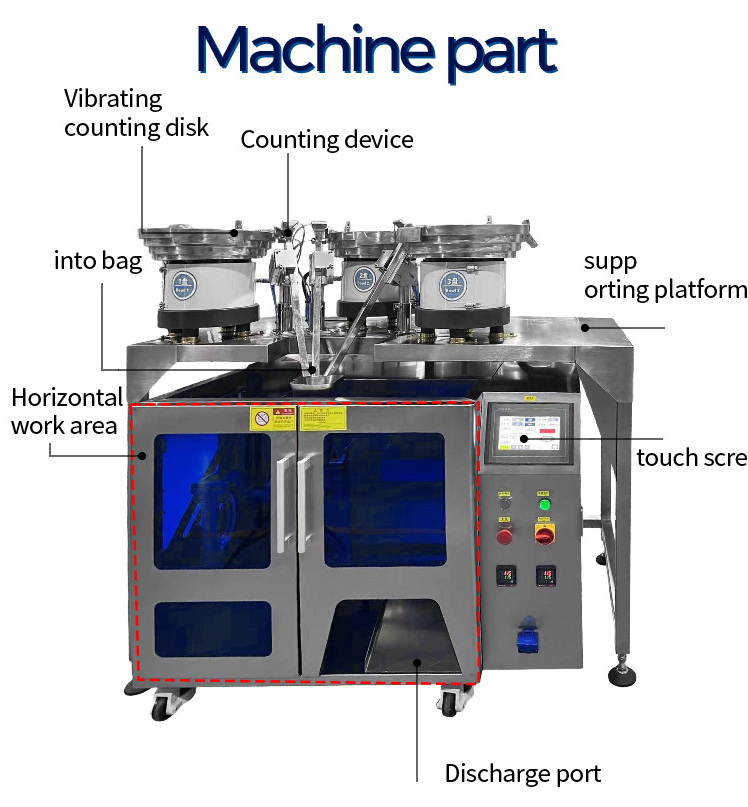 Full Automatic Vertical Screw Packaging Nuts Bolt Counting And Packing Machine With Vibrating Plate