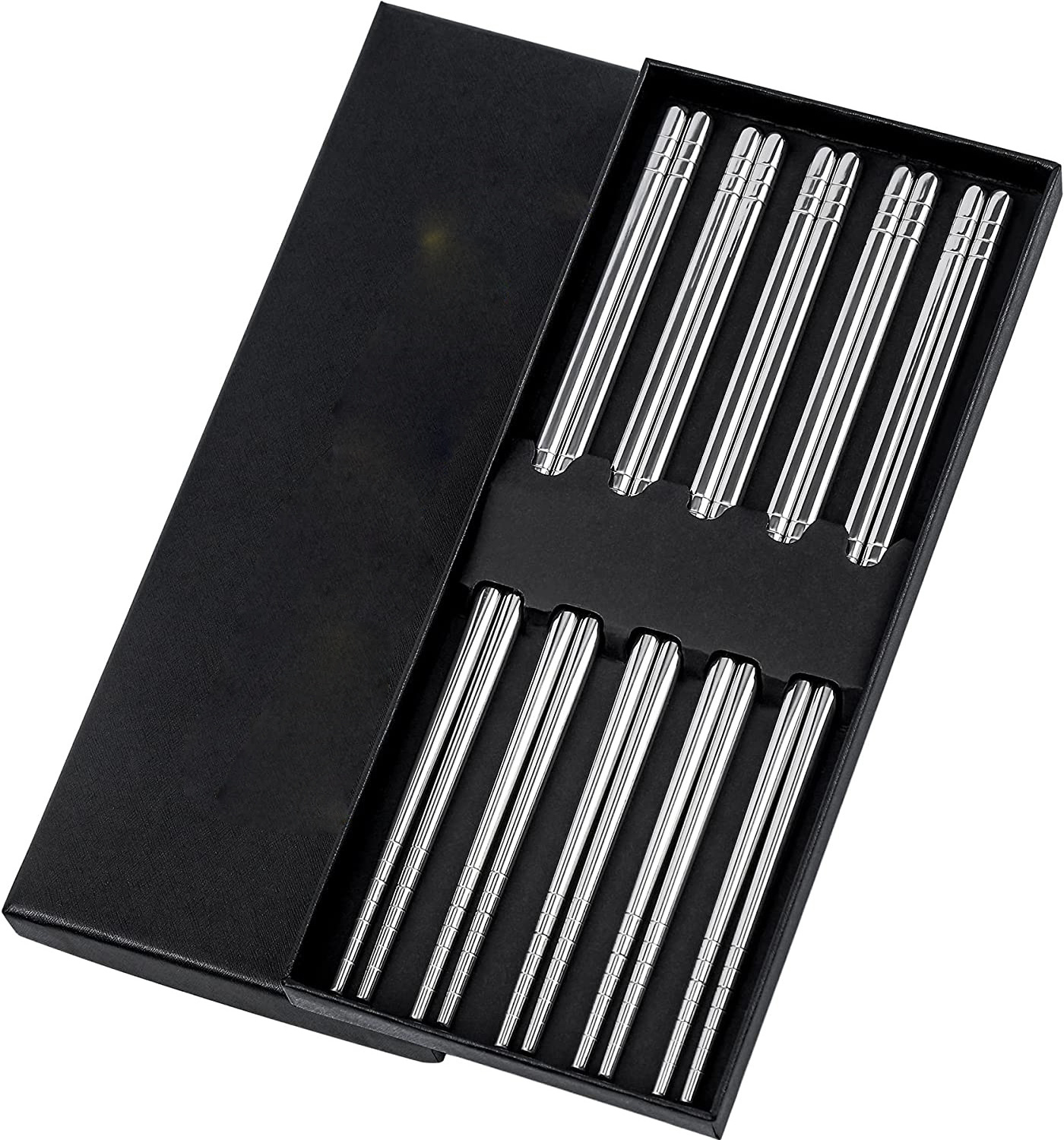 Custom Stainless Steel Restaurant Easy Red Reusable Gift Box Korean Japanese Metal Chopsticks