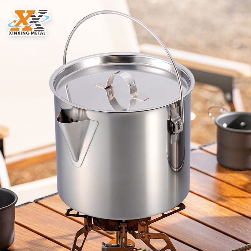 Free Sample BSCI Customized 1L Cheap Tea Pots Outdoor Travel Stainless Steel Portable Tea Water Kettle