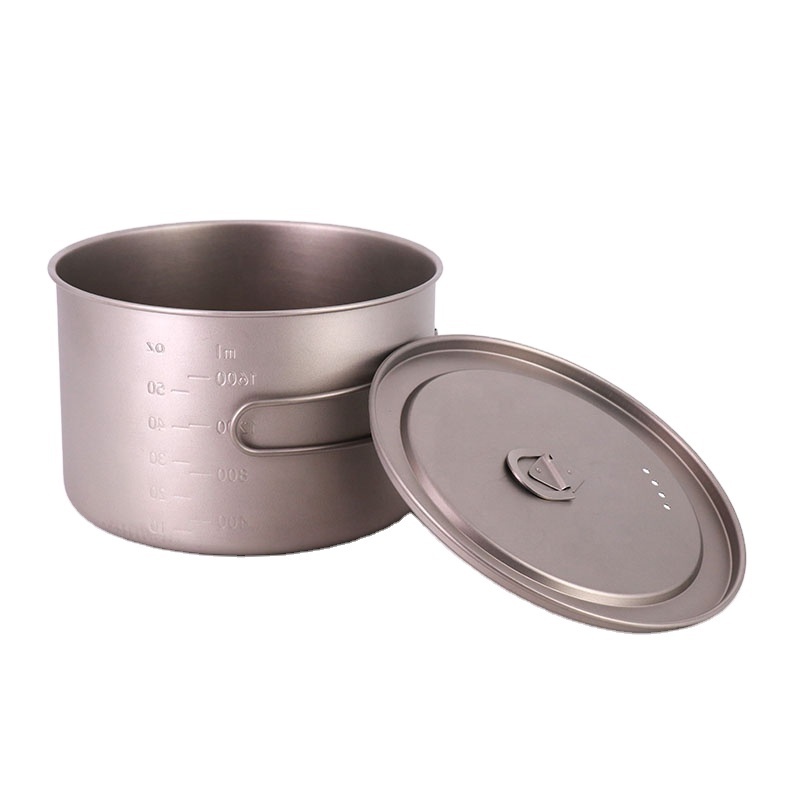 Free Sample Singland Titanium Cup 2000ml Camping Mug Foldable Long Handle Titanium Pot with Lid Ultralight Tea Coffee Mug for