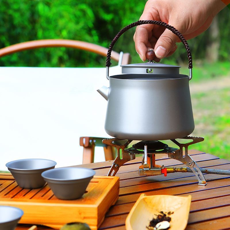 Free Sample CE Titanium Kettle 800ml Water Kettle with Filter Anti-scalding Handle Lid Ultralight Canteen Outdoor Camping