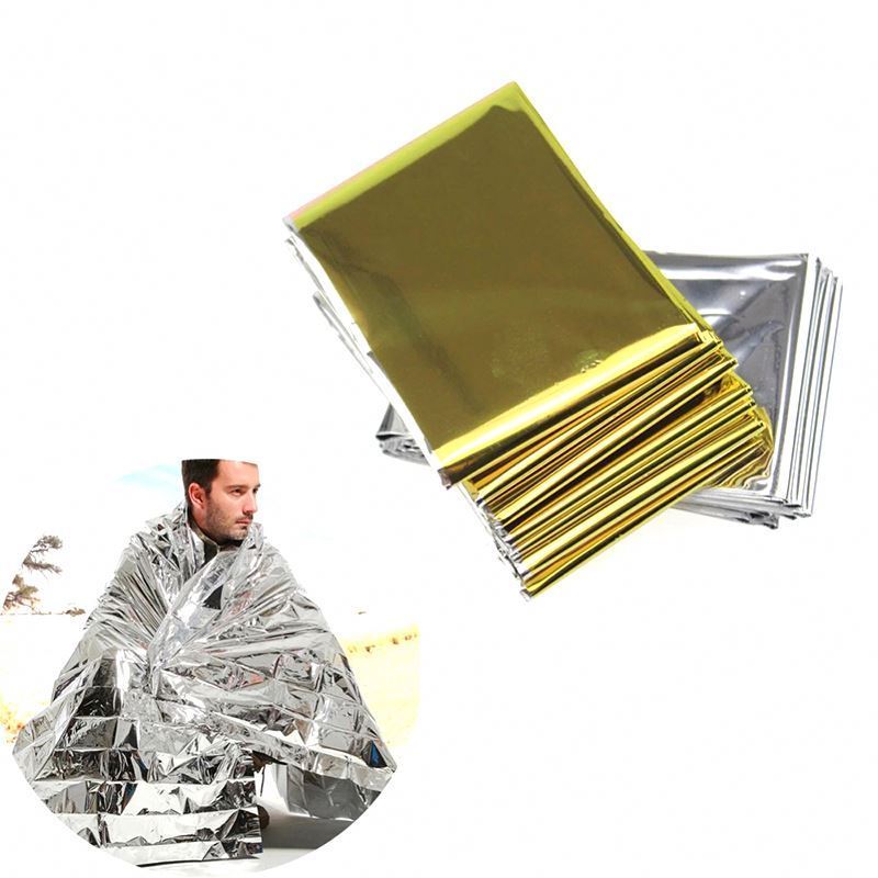 Free Sample 130*210cm Survival Gear Emergency Camping Shelter PET Film Coating Thermal Blanket