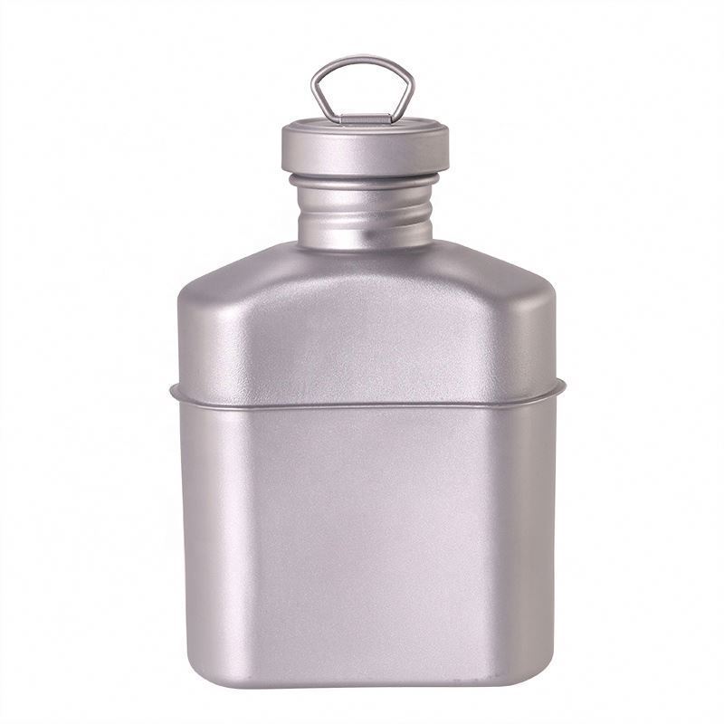 Free Sample CE 3pcs Titanium Drinking Water Bottle Canteen Mess Tin Cup Mug Mess Kit Carry Pouch Hiking Survival OEM