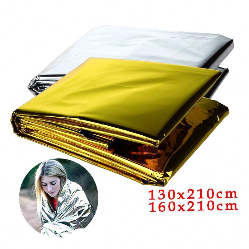 Free Sample 130*210cm Survival Gear Emergency Camping Shelter PET Film Coating Thermal Blanket