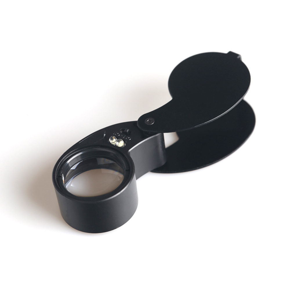 BIJIA 40X25 loupe with 2 LED and 1 UV light Jewellery Magnifier Pocket Loupe Led Magnifier