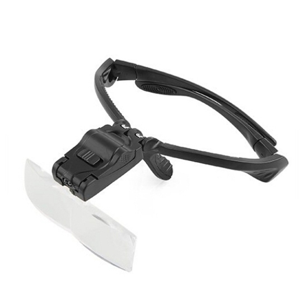 BIJIA Magnifier Glasses With 2 LED Professional Jeweler's Loupe Light Bracket and Interchangeable Headband 1.2x-3.5x