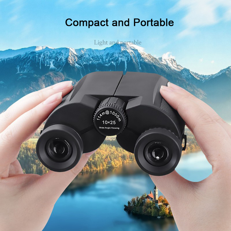 BIJIA 10X25 Compact Binoculars for Adults and Kids High Power Large Eyepiece Mini Binoculars Portable For Gift Hiking Camping