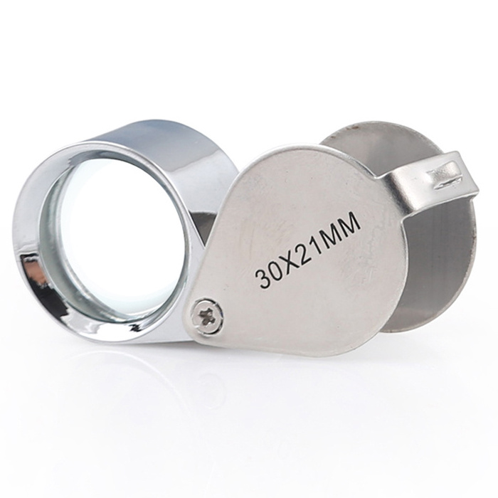 BIJIA 30x Mini Jewelers Magnifiers with Powerful Doublet Chrome Plated Magnifier Jewelry Loupe Magnifying Glass