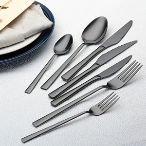 Bulk Luxury Flatware Set Customize Logo Black Elegant Stainless Steel Silverware Cutlery Set for Party