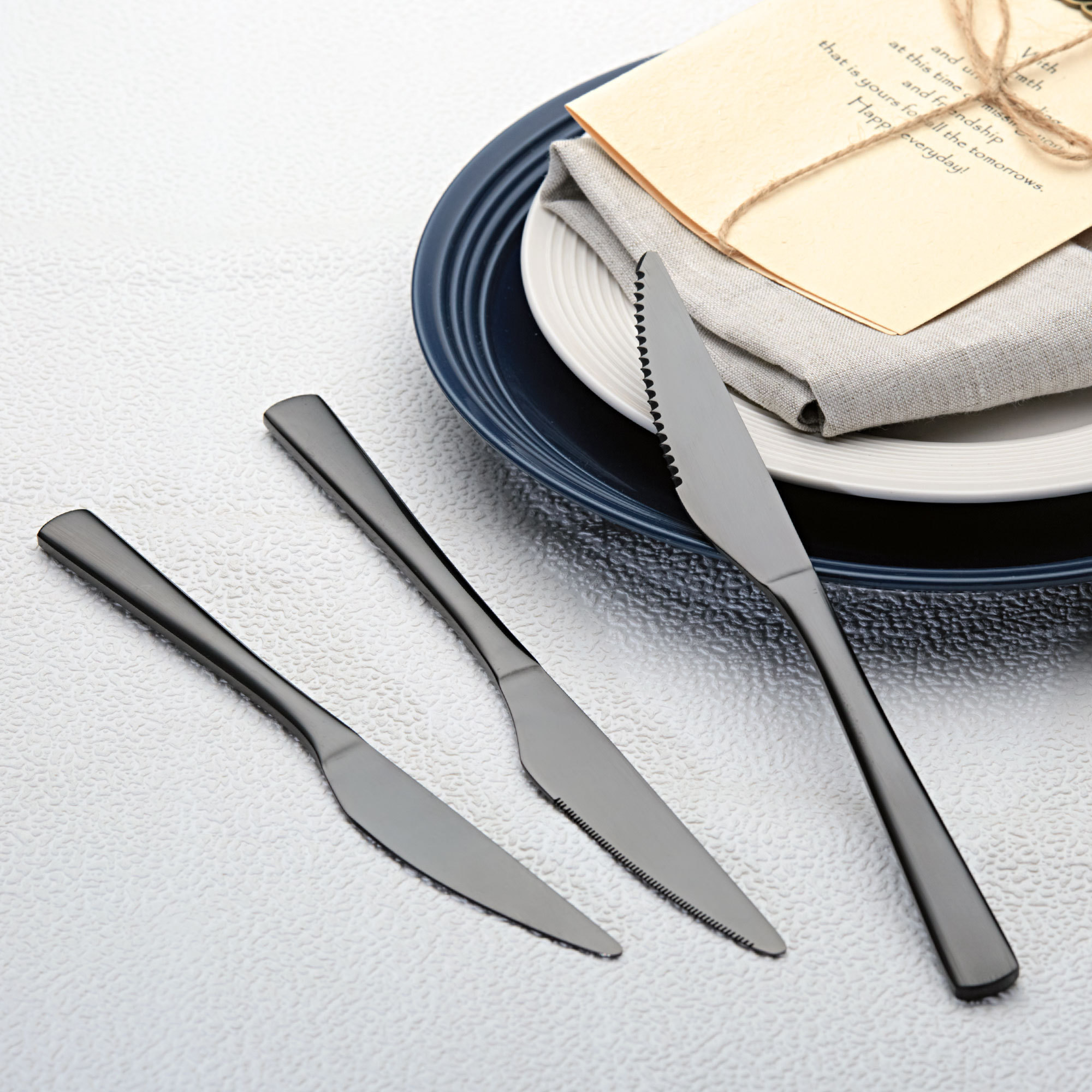 Bulk Luxury Flatware Set Customize Logo Black Elegant Stainless Steel Silverware Cutlery Set for Party