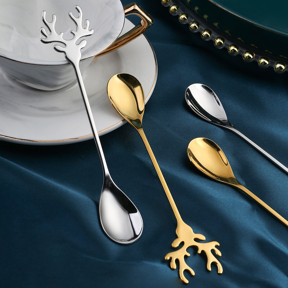 18/10 Stainless Steel Coffee Spoon Deer Shaped Small Spoon Yogurt Scooper Fruit Spoon Stainless Steel Scoops