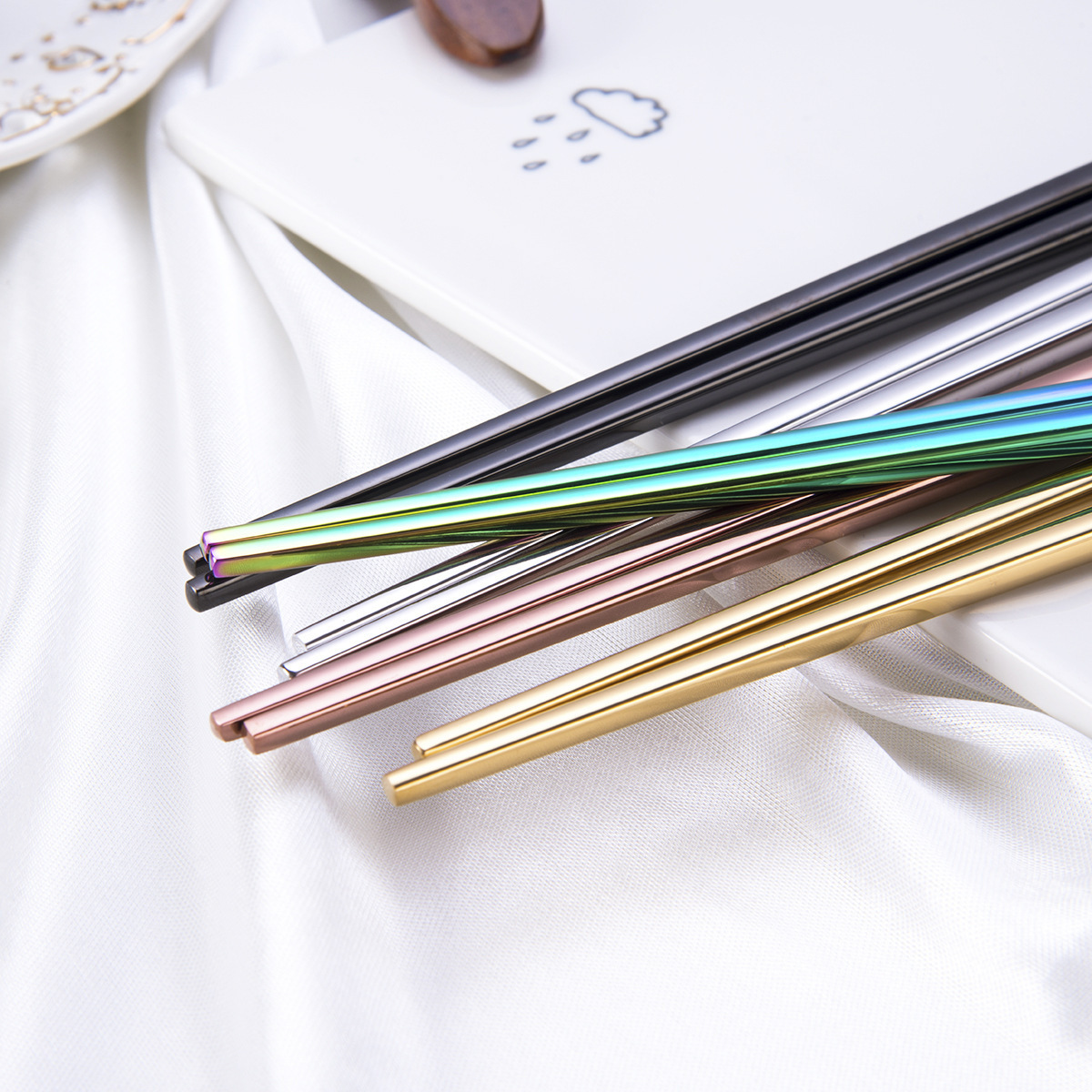 Korean Custom Color Stainless Steel Metal Titanium Chopsticks For Sushi Wedding Gift Souvenirs