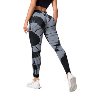 Seamless New Design Tie Dye Yoga Push Up Leggings Elastic Hip Lifting Sports Leggins High Waist Print GYM Fitness Yoga Pants