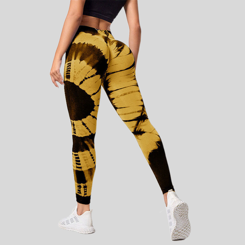 Seamless New Design Tie Dye Yoga Push Up Leggings Elastic Hip Lifting Sports Leggins High Waist Print GYM Fitness Yoga Pants