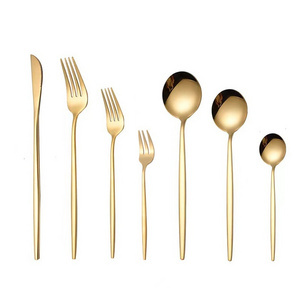 High Quality Custom Logo Name Flatware Stainless Steel Mirror Golden Wedding Gift Cutlery Set