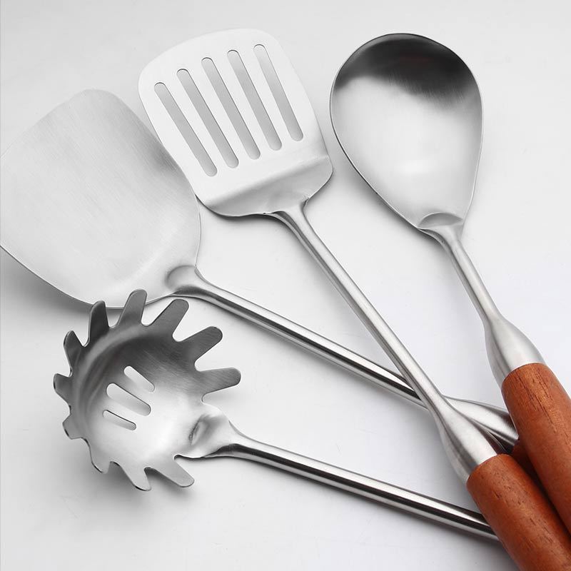 New Arrival Stainless Steel Kitchen Utensils Set De Cocina Wooden Handle Kitchen Accessories Cooking Tools Steel