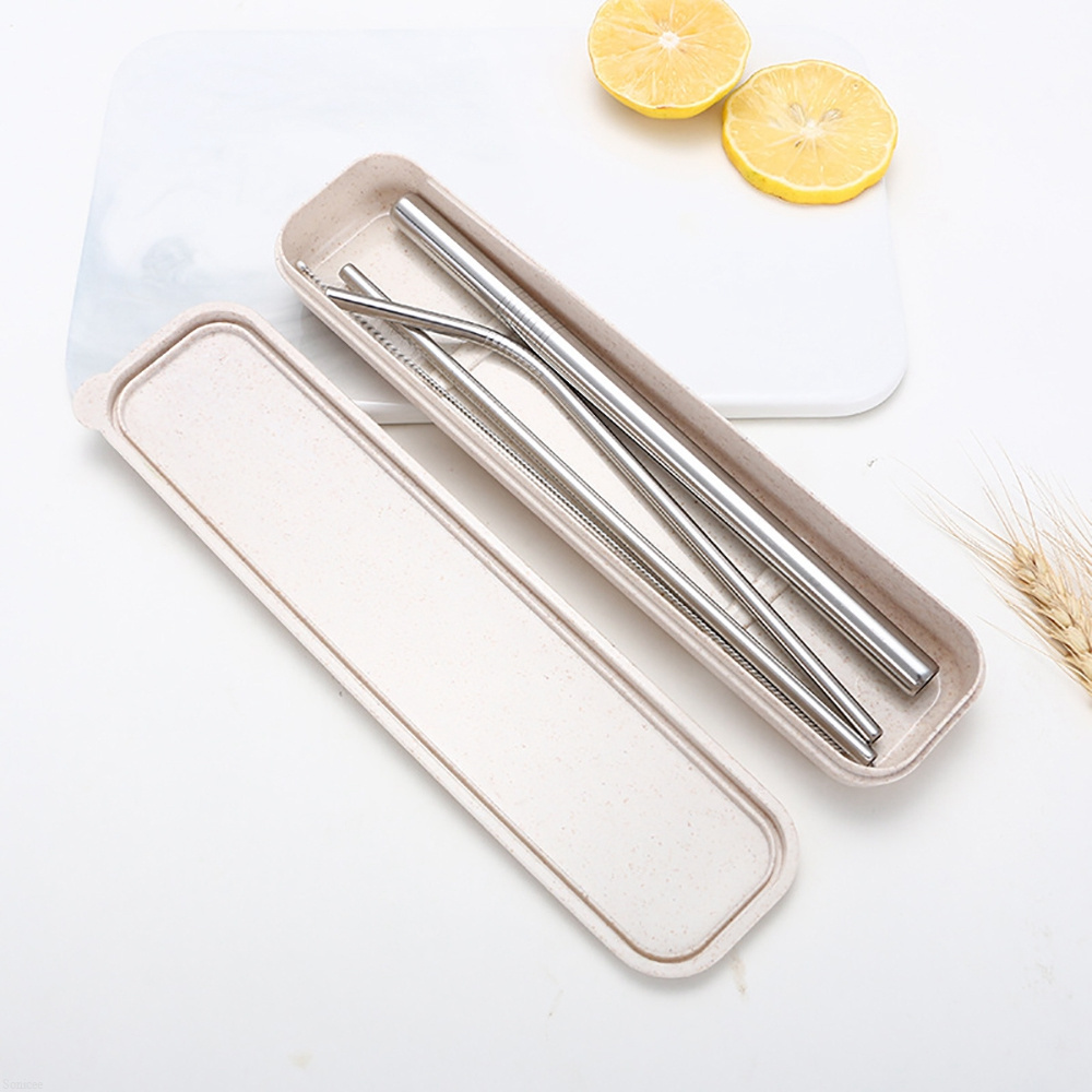 Drinking Straws Set Eco-friendly Reusable Metal Logo 304 Stainless Steel Straw with Bag Customized Free Sample Bar Accessories