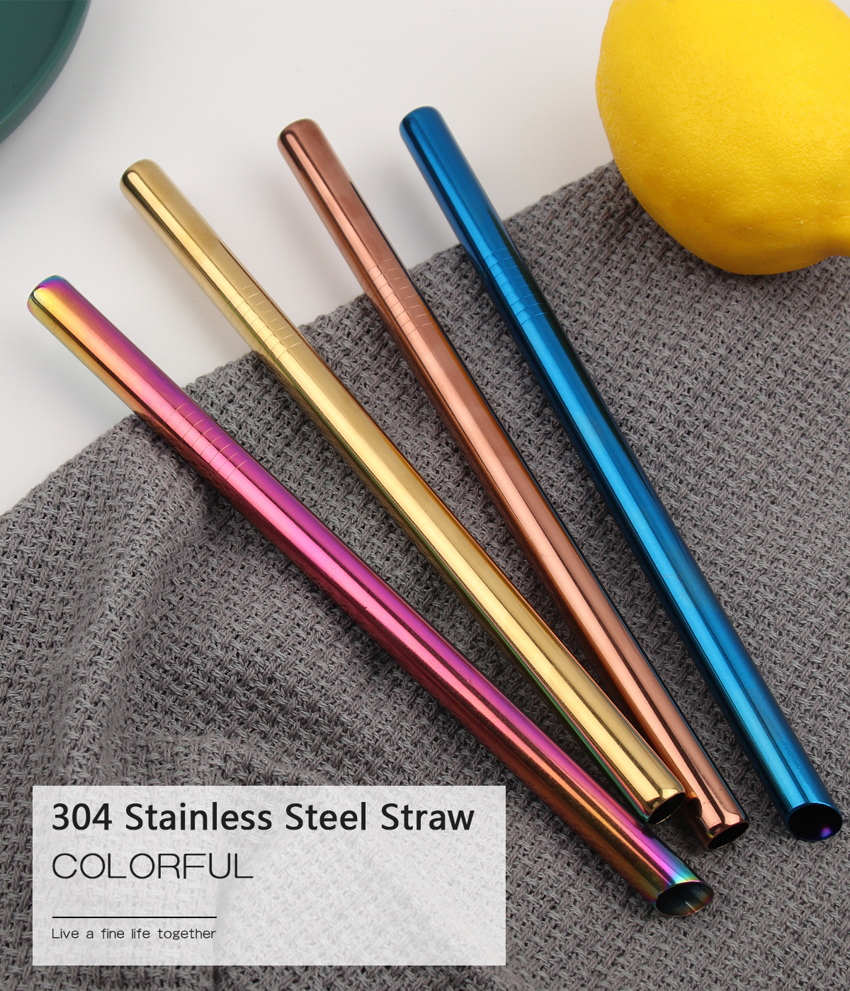 Wholesale Reusable  Drinking 12mm boba metal straws angle tip Straws Stainless Steel bubble tea straw