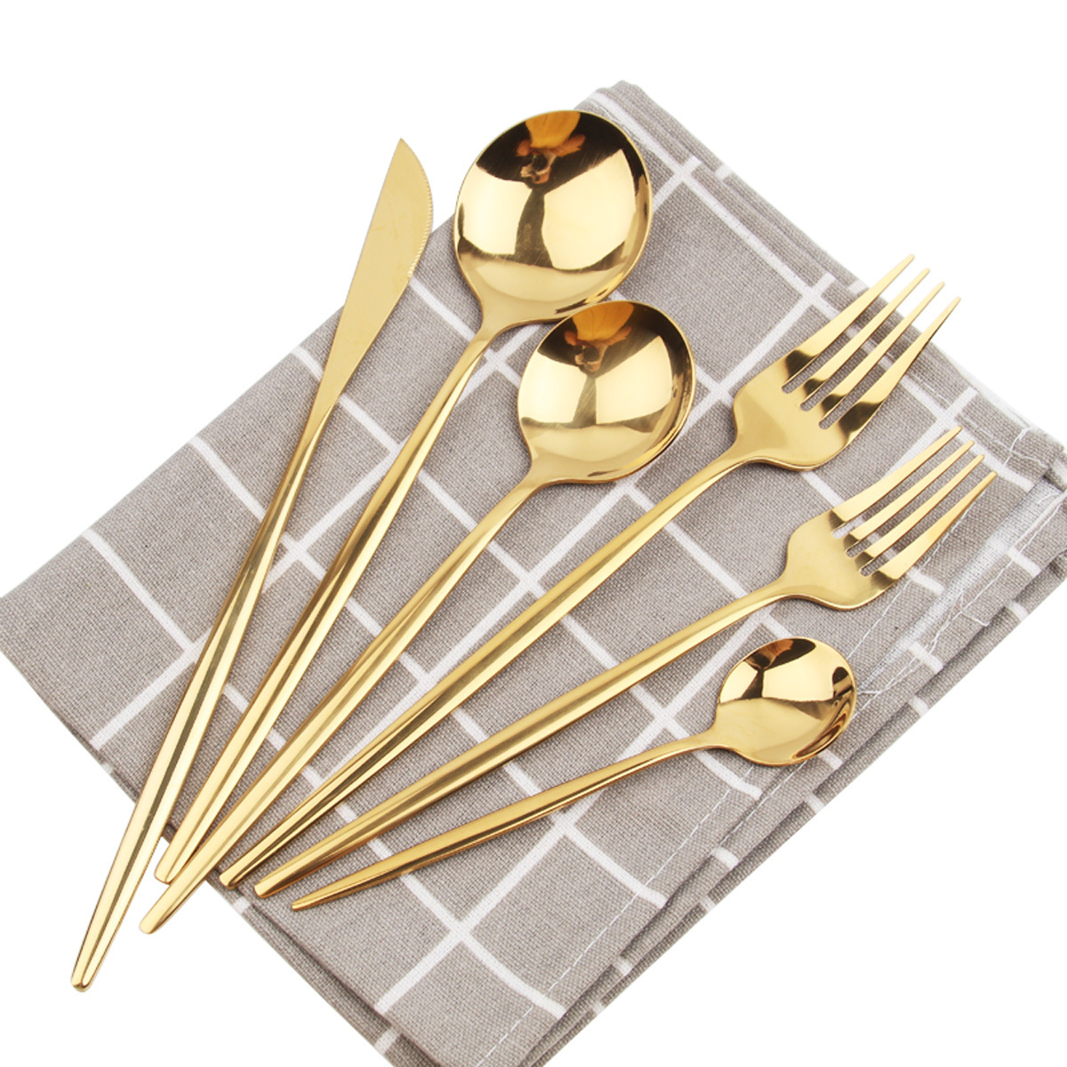 Luxury Metal reusable  gold plated cutlery flatware 18/10 stainless steel gold cutlery set