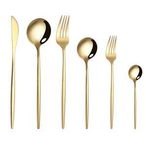 Luxury Metal reusable  gold plated cutlery flatware 18/10 stainless steel gold cutlery set