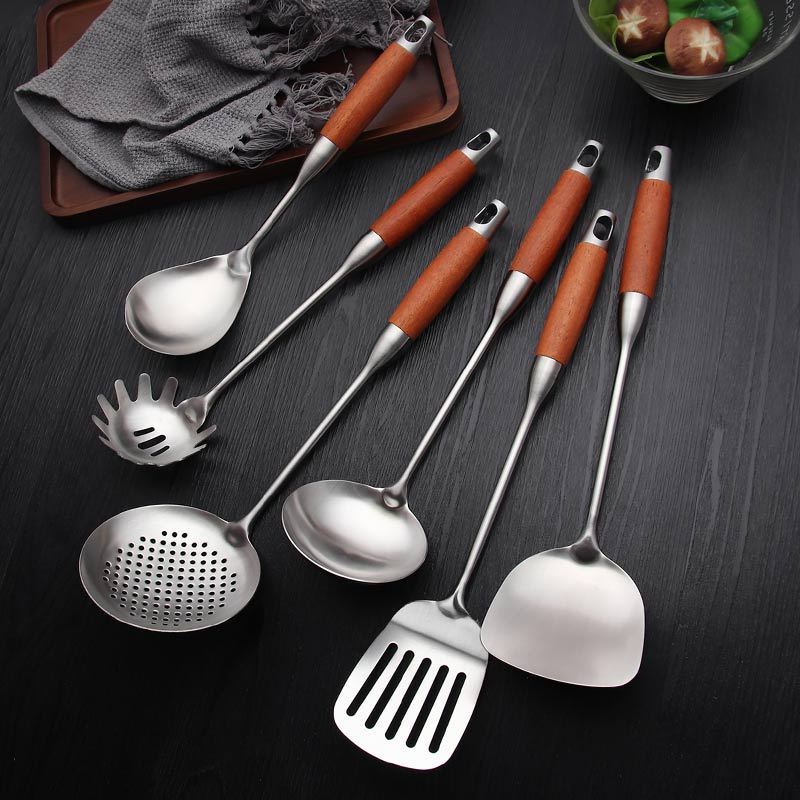 New Arrival Stainless Steel Kitchen Utensils Set De Cocina Wooden Handle Kitchen Accessories Cooking Tools Steel