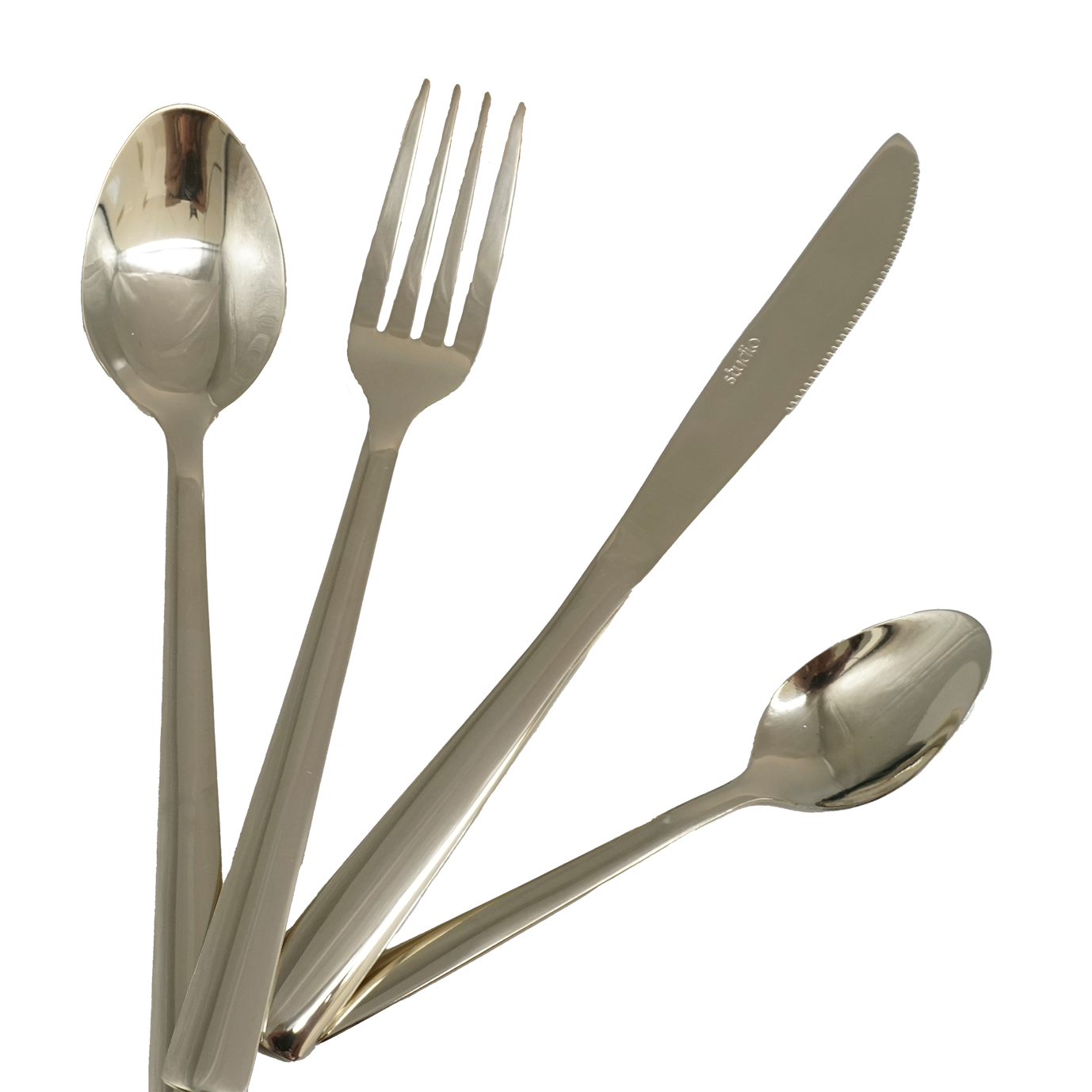 Stainless Steel Metal Bulk Catering Cutlery Sets Mirror Polish Gold Spoon Fork Knife Flatware