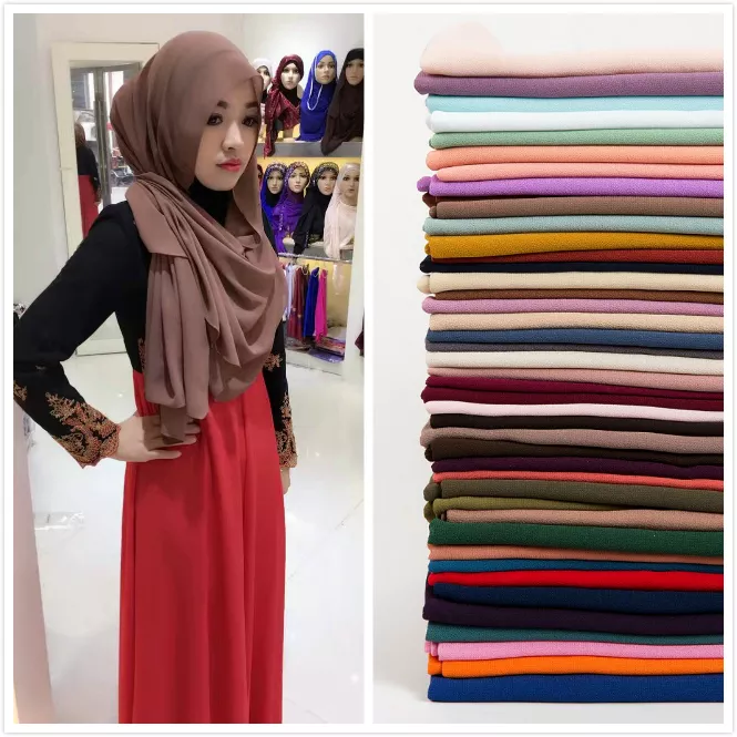 Factory wholesale new collection chiffon hijab scarves high quality color peal chiffon hijab scarf