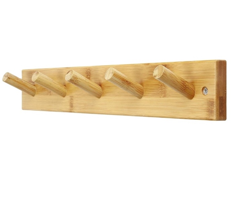 Hook Board 5 Kid's Bamboo Wall Mounted Coat Hanger Coat Rack