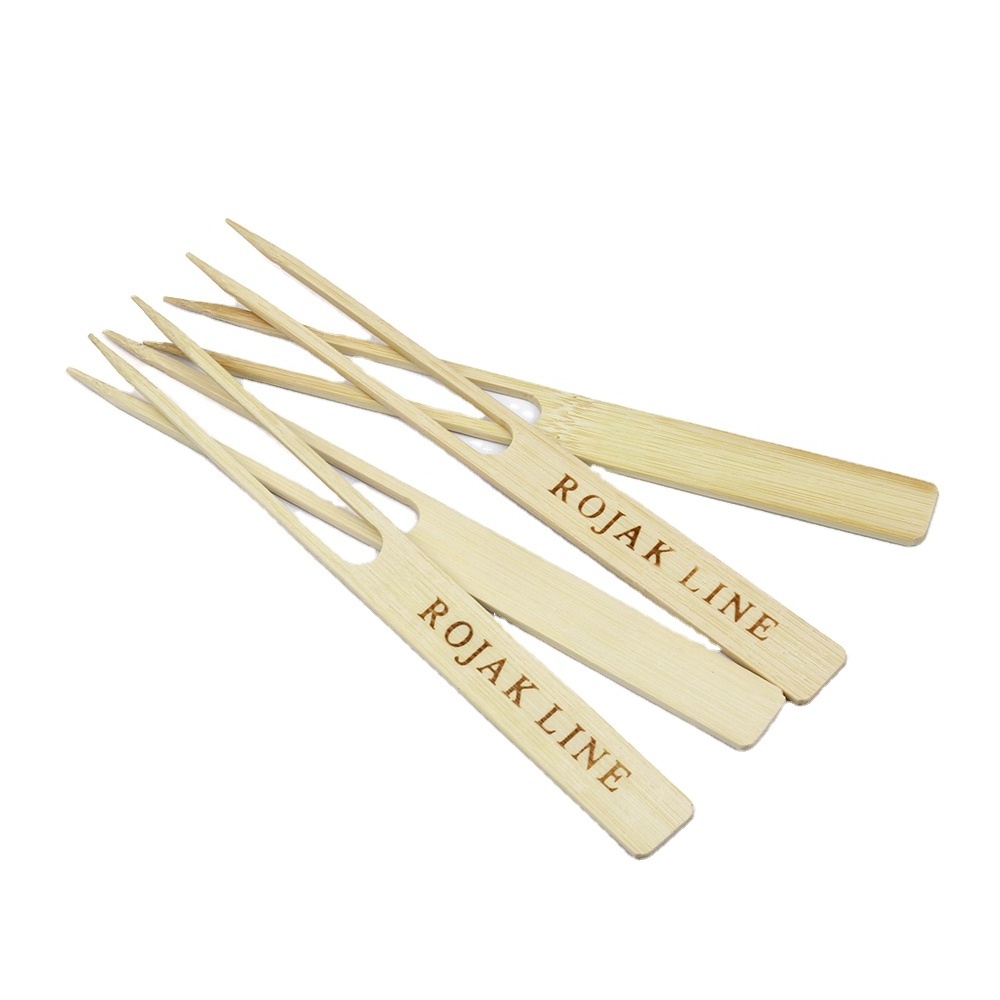 Factory price 18cm Natural  double prong bamboo skewer for food