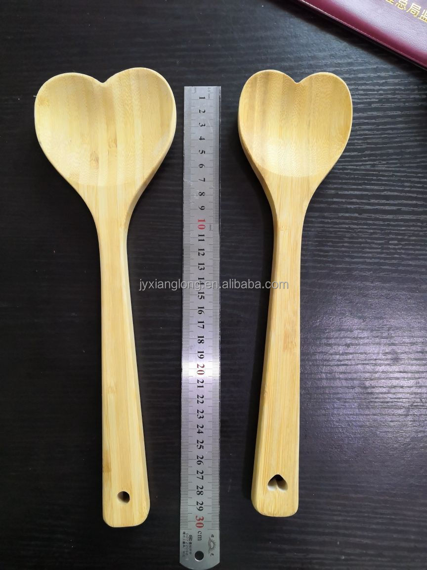 Heart Shape Kitchen Utensil Bamboo  Serving Mixing Spoon bamboo utensils