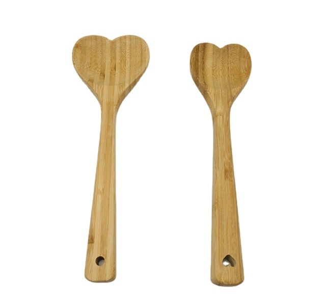 Heart Shape Kitchen Utensil Bamboo  Serving Mixing Spoon bamboo utensils