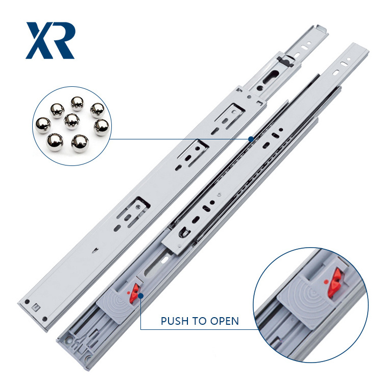 3-Fold Ball Bearing Push To Open Drawer Slide Furniture Fitting Drawer Glides Telescopic Channel