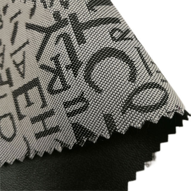 pvc backing woven textured polyester letter pattern jacquard sofa upholstery fabric