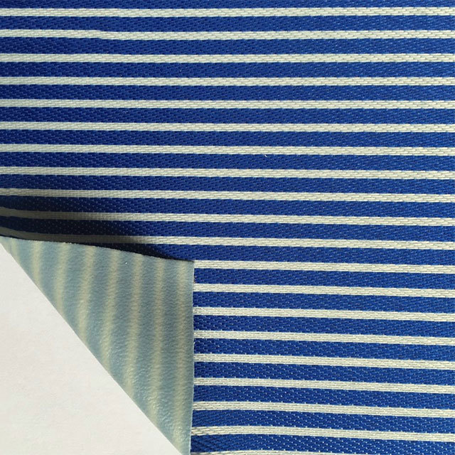 pvc foam polyester yarn dyed woven stripe linen fabric for folding bag