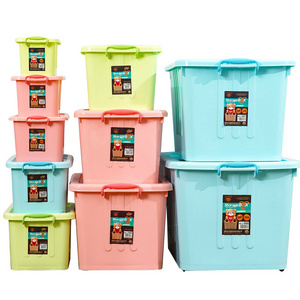 6.5L-250L Home Organizer Multi Purpose Large Colorful Laundry Latch Container Plastic Storage Box with Lids and Wheels