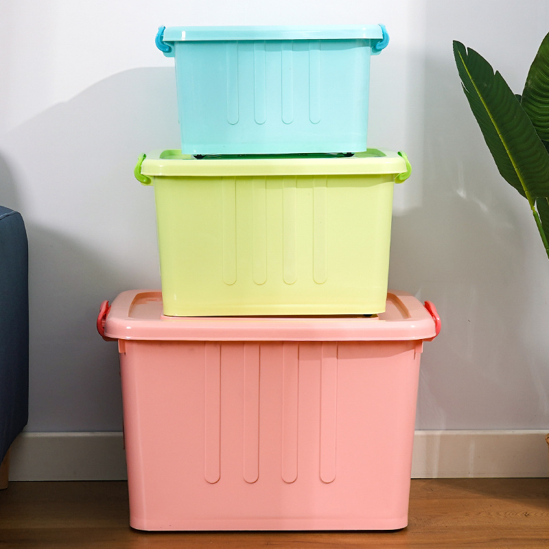 6.5L-250L Home Organizer Multi Purpose Large Colorful Laundry Latch Container Plastic Storage Box with Lids and Wheels