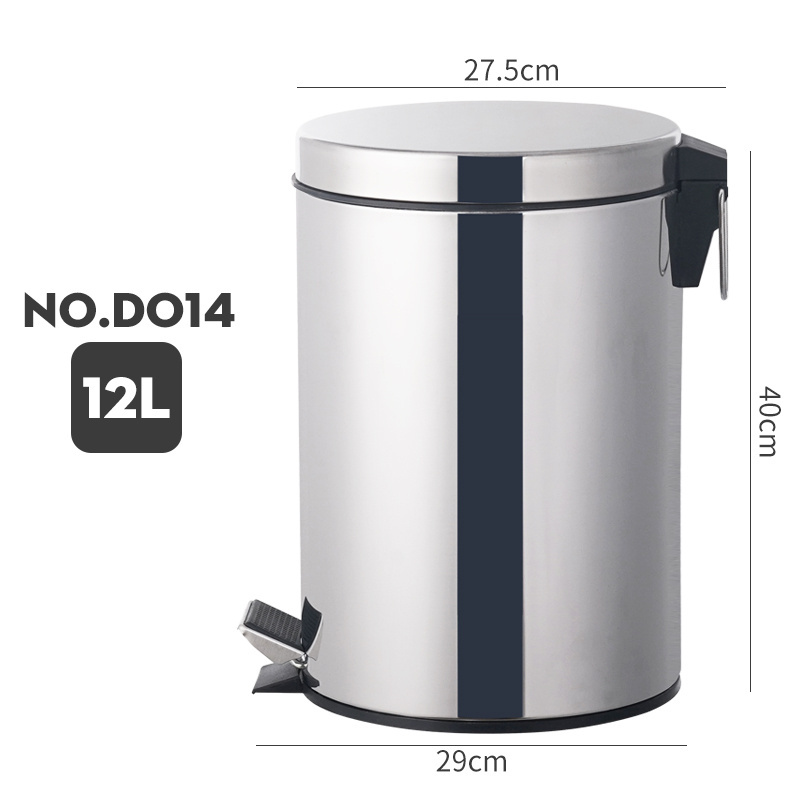 Hotel Stainless Steel Trash Can With Inner Bucket Step Pedal Recycling Garbage Can For Office And Kitchen